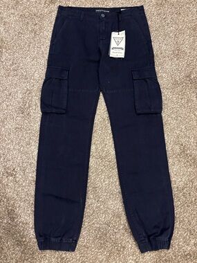 GUESS Cargo Jogger Pants Women’s Size 14 Navy Blue Garment Dyed Utility NWT F188